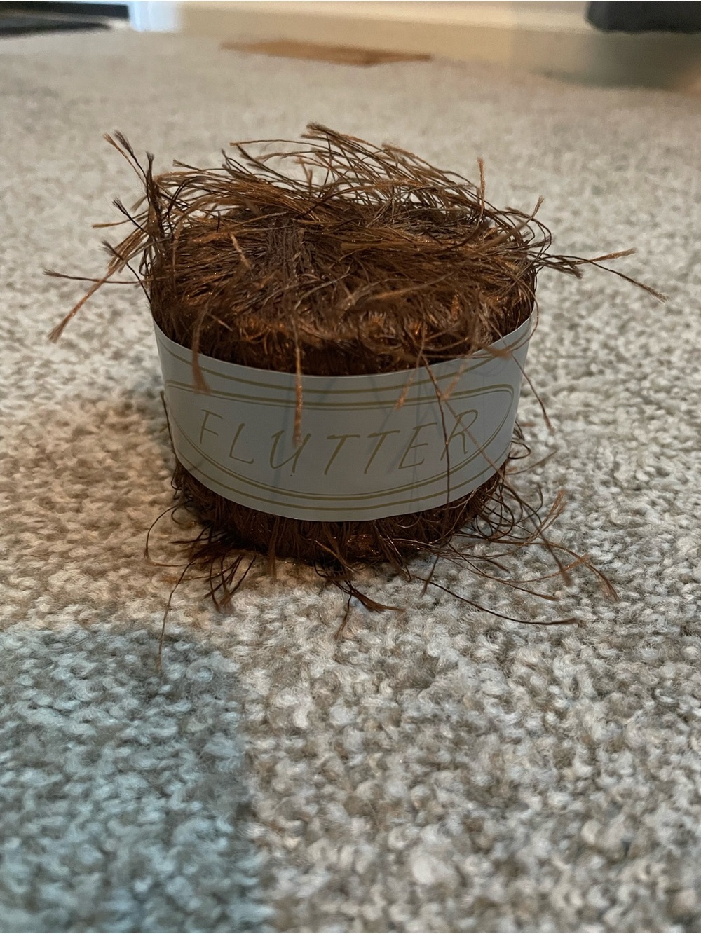 Flutter Eyelash Trim Yarn - Brown